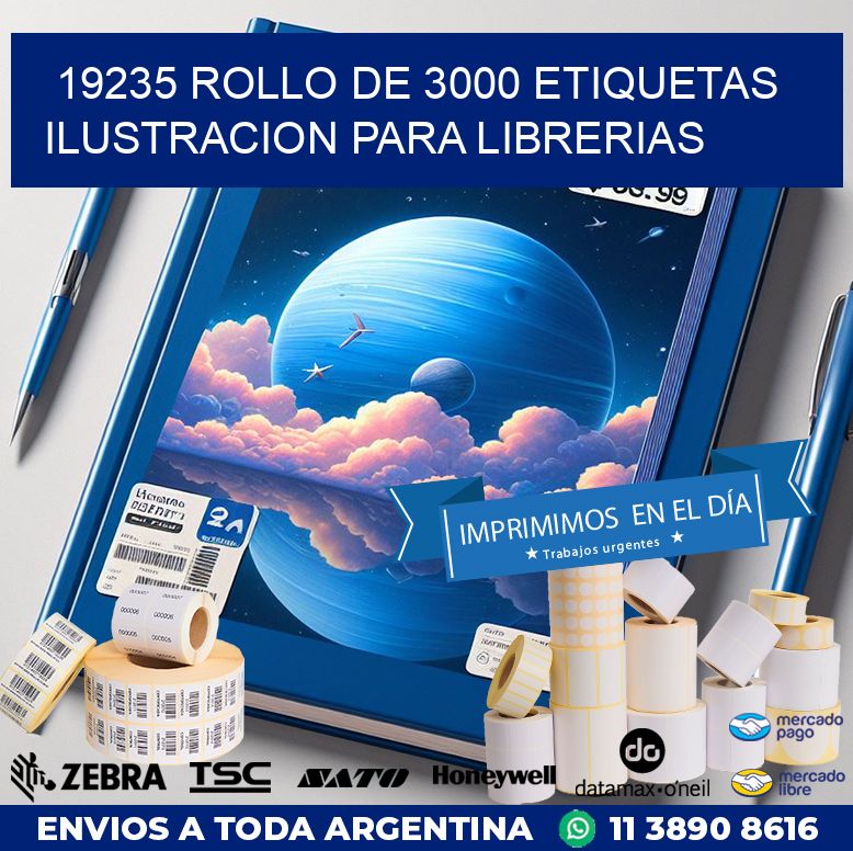 19235 ROLLO DE 3000 ETIQUETAS ILUSTRACION PARA LIBRERIAS