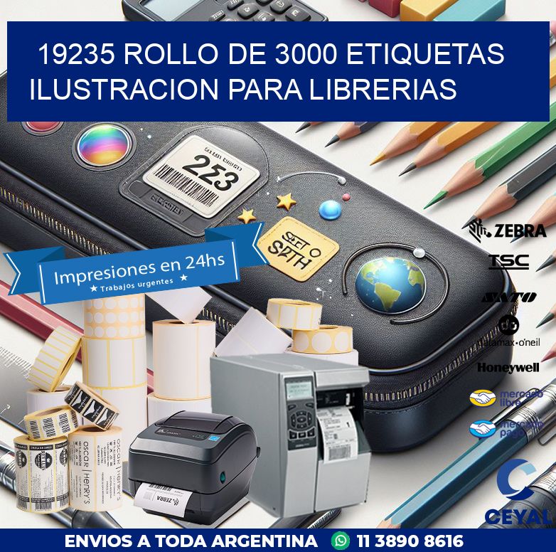 19235 ROLLO DE 3000 ETIQUETAS ILUSTRACION PARA LIBRERIAS