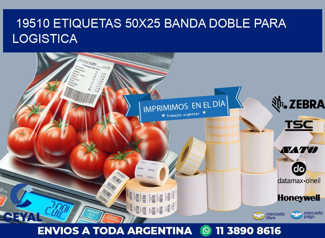 19510 ETIQUETAS 50X25 BANDA DOBLE PARA LOGISTICA