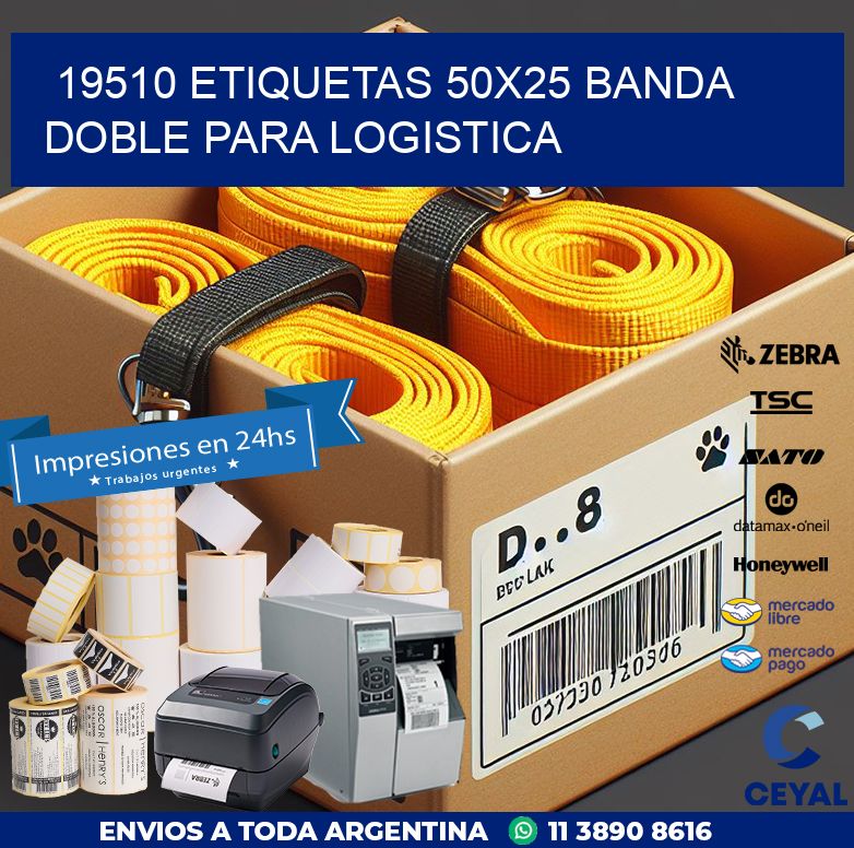 19510 ETIQUETAS 50X25 BANDA DOBLE PARA LOGISTICA
