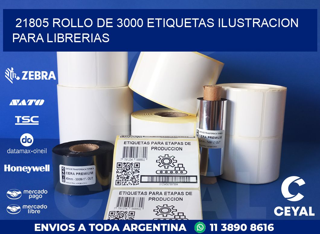 21805 ROLLO DE 3000 ETIQUETAS ILUSTRACION PARA LIBRERIAS