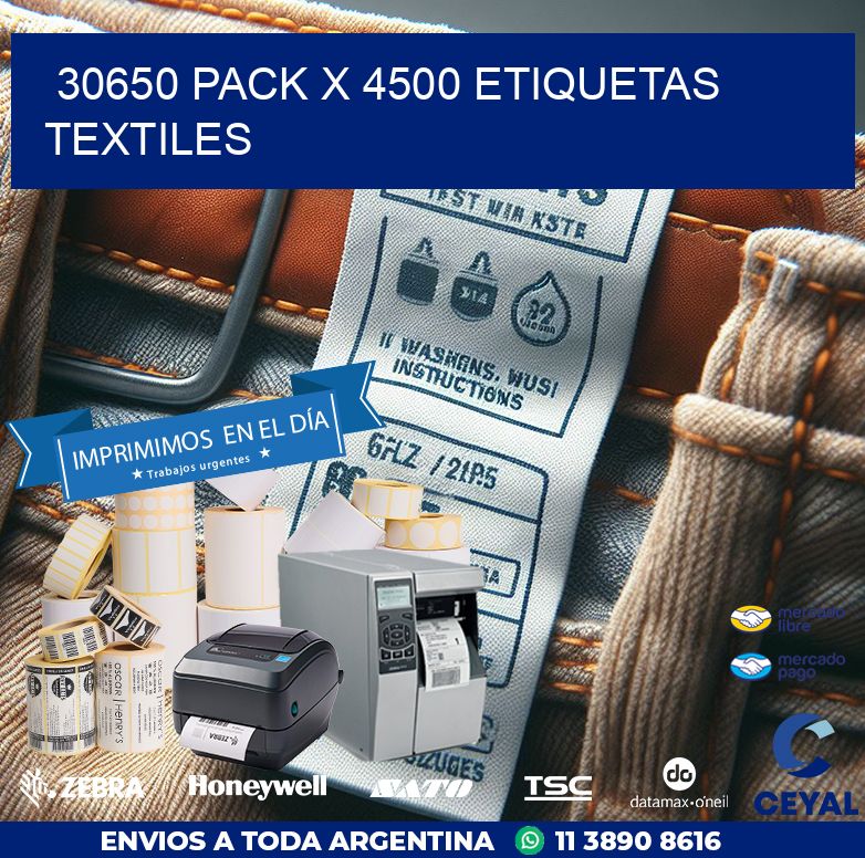 30650 PACK X 4500 ETIQUETAS TEXTILES