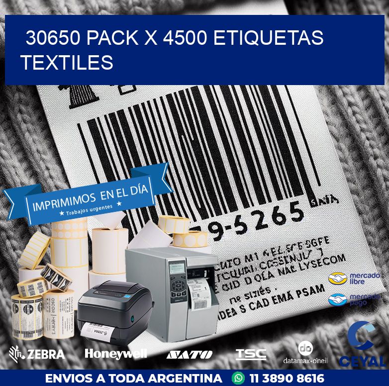30650 PACK X 4500 ETIQUETAS TEXTILES