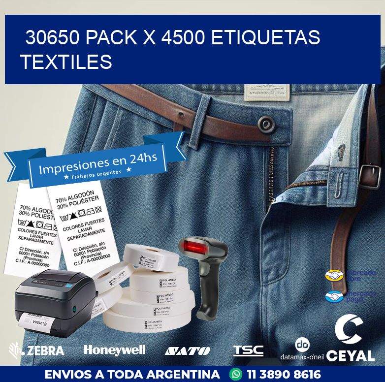 30650 PACK X 4500 ETIQUETAS TEXTILES