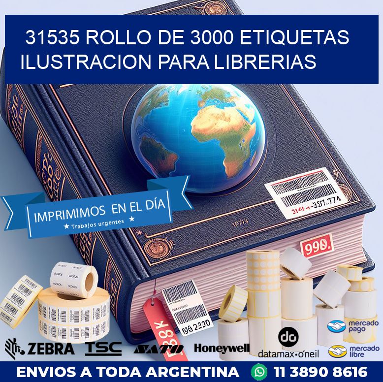 31535 ROLLO DE 3000 ETIQUETAS ILUSTRACION PARA LIBRERIAS