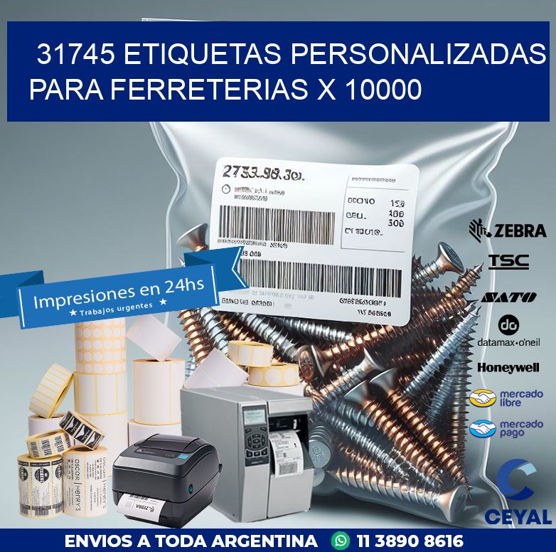 31745 ETIQUETAS PERSONALIZADAS PARA FERRETERIAS X 10000