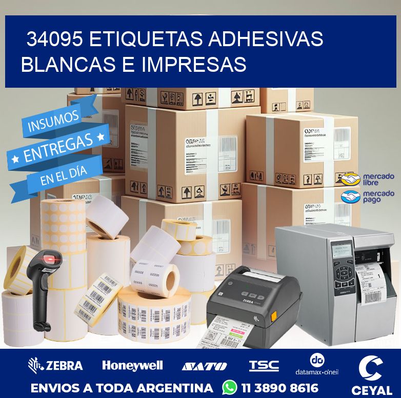 34095 ETIQUETAS ADHESIVAS BLANCAS E IMPRESAS