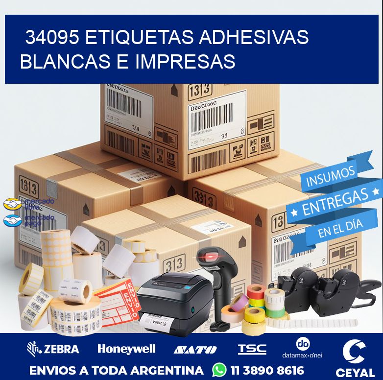 34095 ETIQUETAS ADHESIVAS BLANCAS E IMPRESAS