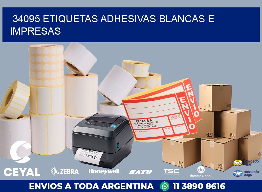 34095 ETIQUETAS ADHESIVAS BLANCAS E IMPRESAS