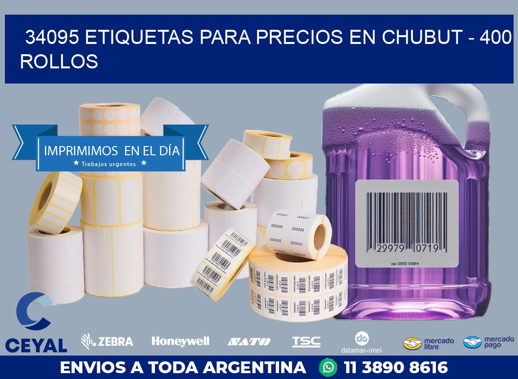 34095 ETIQUETAS PARA PRECIOS EN CHUBUT – 400 ROLLOS