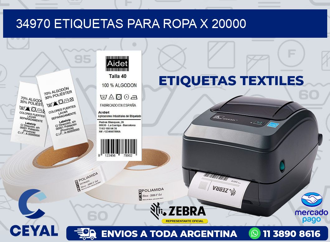 34970 ETIQUETAS PARA ROPA X 20000
