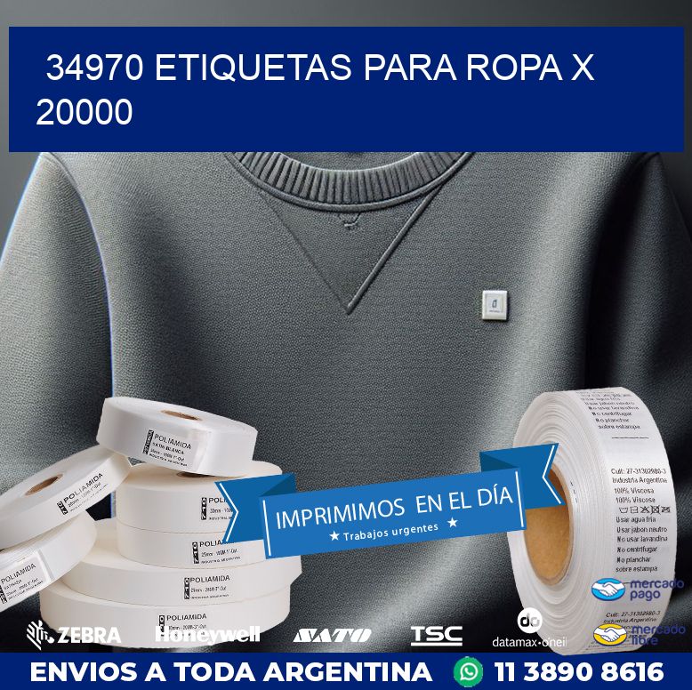 34970 ETIQUETAS PARA ROPA X 20000