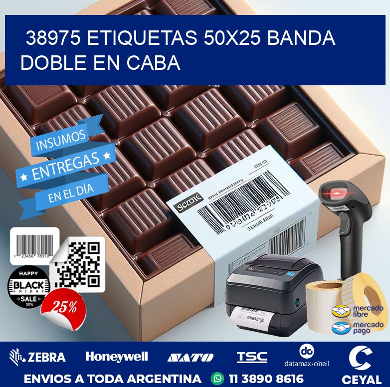 38975 ETIQUETAS 50X25 BANDA DOBLE EN CABA