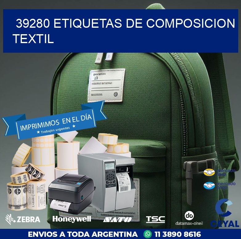 39280 ETIQUETAS DE COMPOSICION TEXTIL