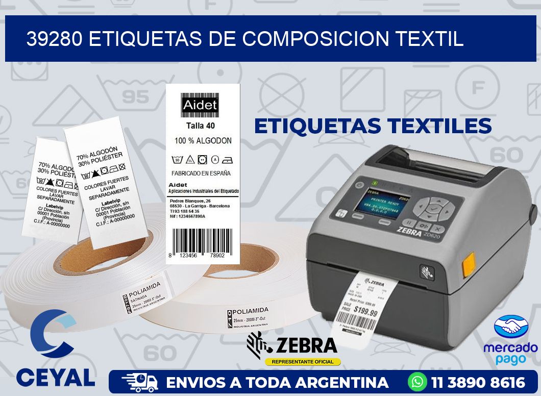 39280 ETIQUETAS DE COMPOSICION TEXTIL