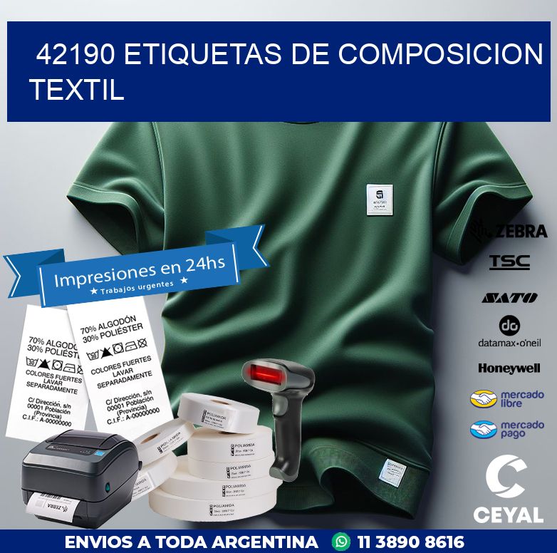 42190 ETIQUETAS DE COMPOSICION TEXTIL