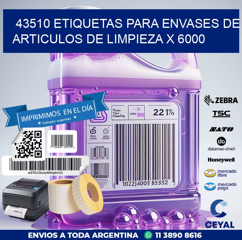 43510 ETIQUETAS PARA ENVASES DE ARTICULOS DE LIMPIEZA X 6000