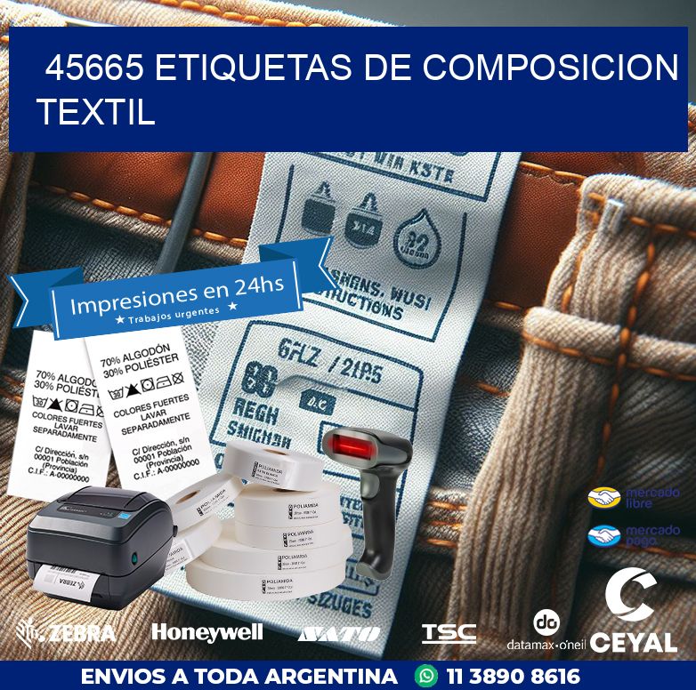 45665 ETIQUETAS DE COMPOSICION TEXTIL