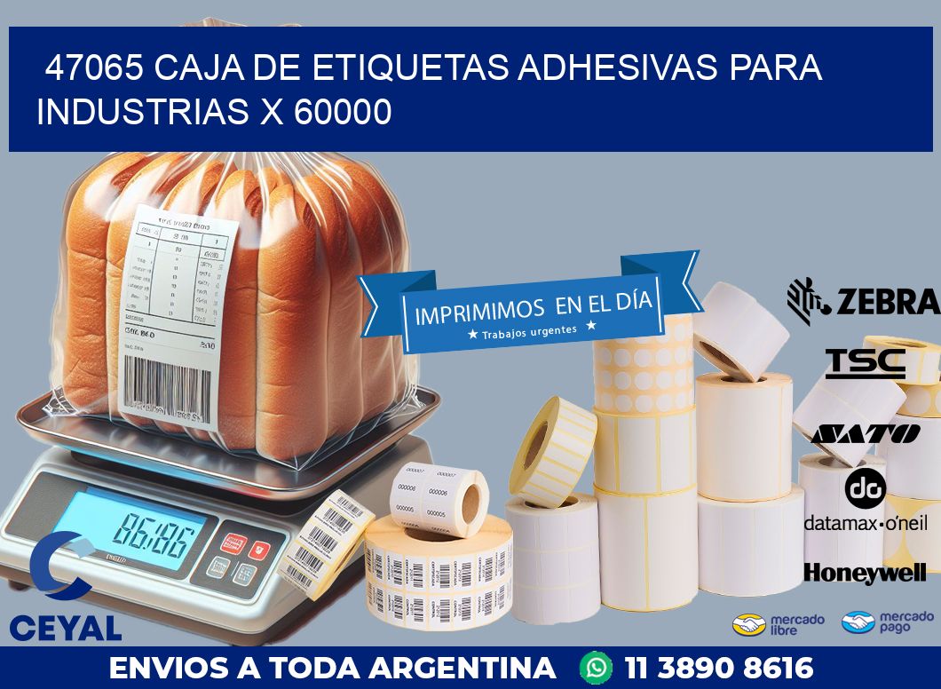 47065 CAJA DE ETIQUETAS ADHESIVAS PARA INDUSTRIAS X 60000