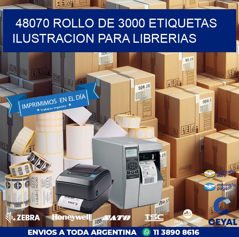 48070 ROLLO DE 3000 ETIQUETAS ILUSTRACION PARA LIBRERIAS