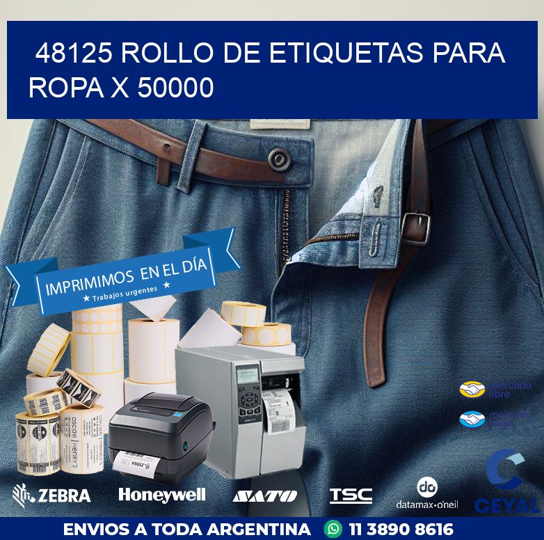 48125 ROLLO DE ETIQUETAS PARA ROPA X 50000