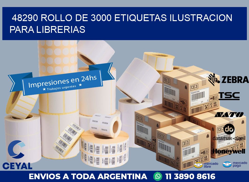 48290 ROLLO DE 3000 ETIQUETAS ILUSTRACION PARA LIBRERIAS