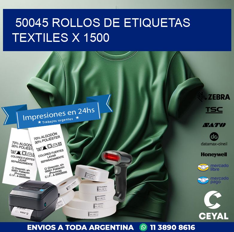 50045 ROLLOS DE ETIQUETAS TEXTILES X 1500
