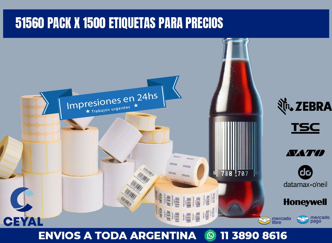 51560 PACK X 1500 ETIQUETAS PARA PRECIOS