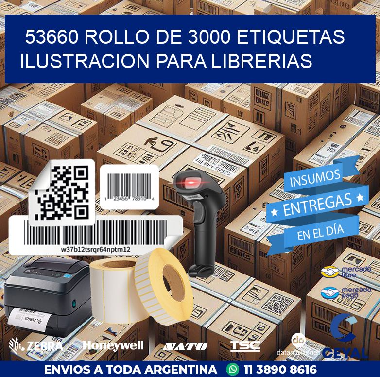 53660 ROLLO DE 3000 ETIQUETAS ILUSTRACION PARA LIBRERIAS