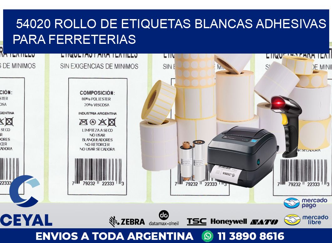 54020 ROLLO DE ETIQUETAS BLANCAS ADHESIVAS PARA FERRETERIAS