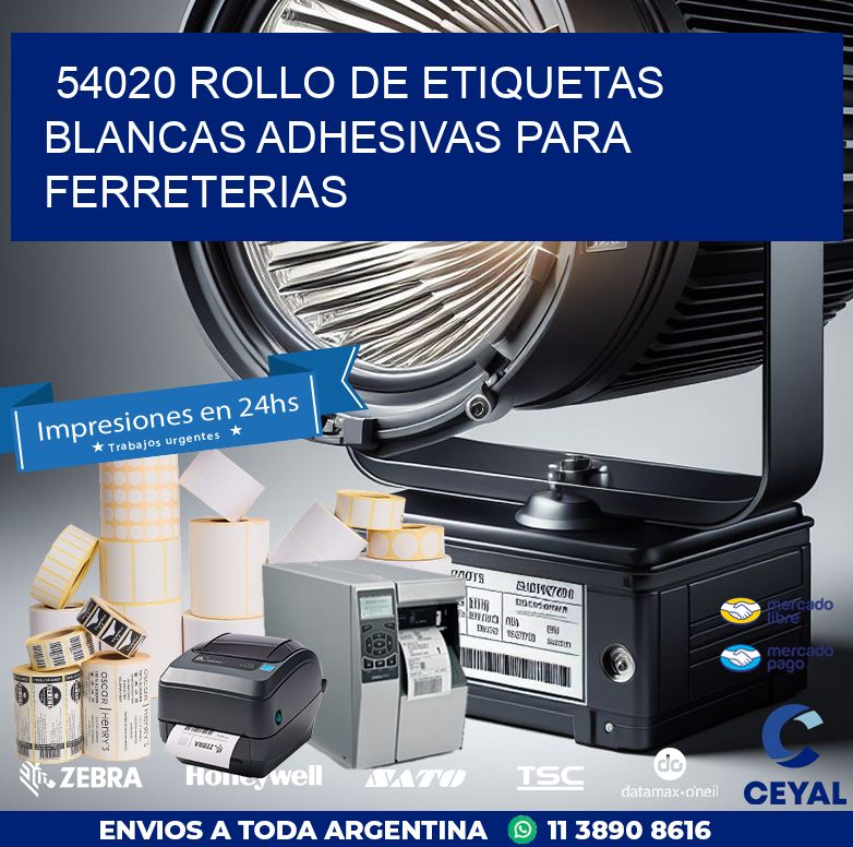 54020 ROLLO DE ETIQUETAS BLANCAS ADHESIVAS PARA FERRETERIAS
