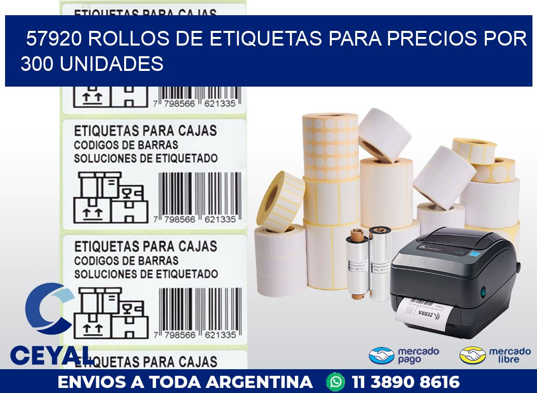 57920 ROLLOS DE ETIQUETAS PARA PRECIOS POR 300 UNIDADES
