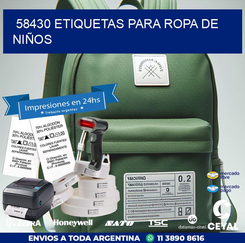 58430 ETIQUETAS PARA ROPA DE NIÑOS