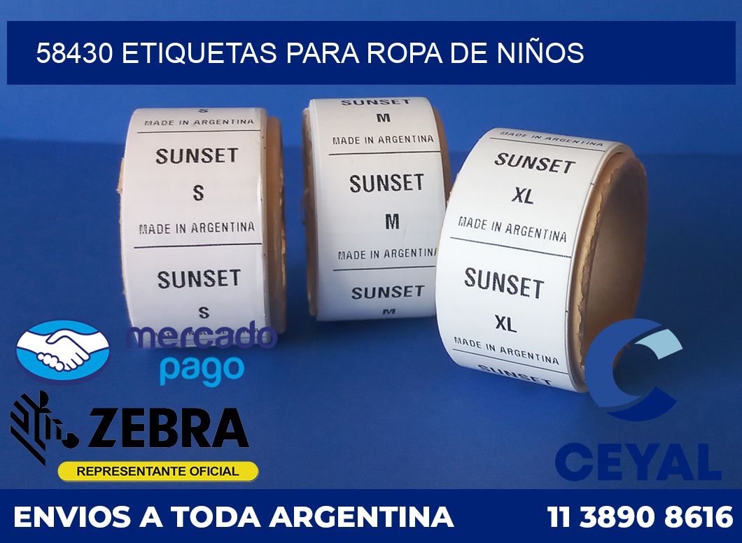 58430 ETIQUETAS PARA ROPA DE NIÑOS