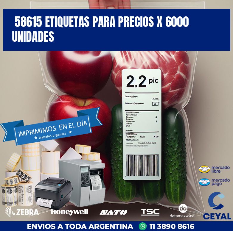 58615 ETIQUETAS PARA PRECIOS X 6000 UNIDADES
