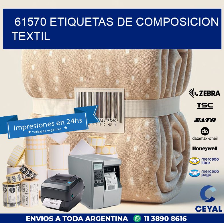 61570 ETIQUETAS DE COMPOSICION TEXTIL