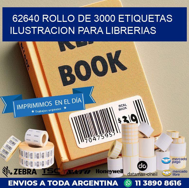 62640 ROLLO DE 3000 ETIQUETAS ILUSTRACION PARA LIBRERIAS