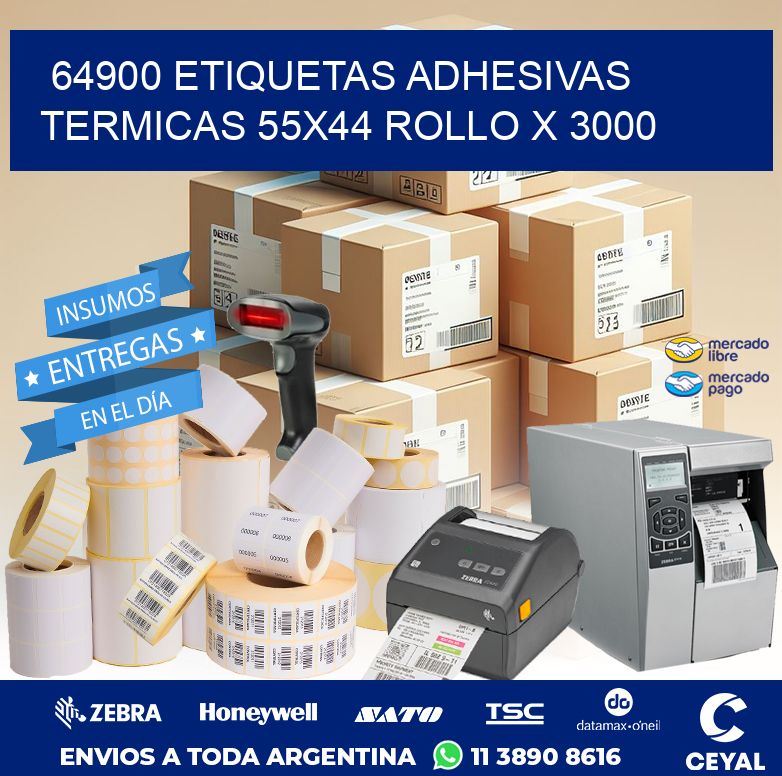64900 ETIQUETAS ADHESIVAS TERMICAS 55X44 ROLLO X 3000