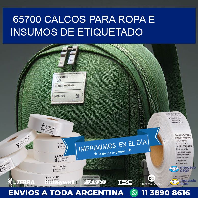 65700 CALCOS PARA ROPA E INSUMOS DE ETIQUETADO