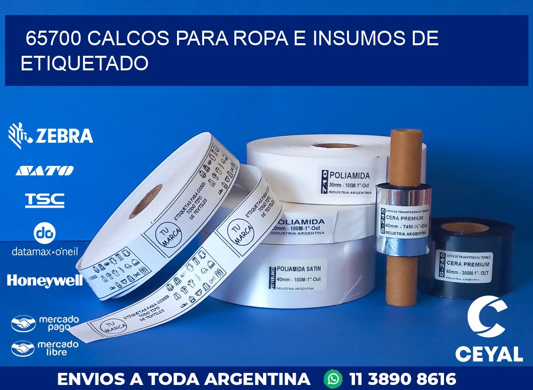 65700 CALCOS PARA ROPA E INSUMOS DE ETIQUETADO