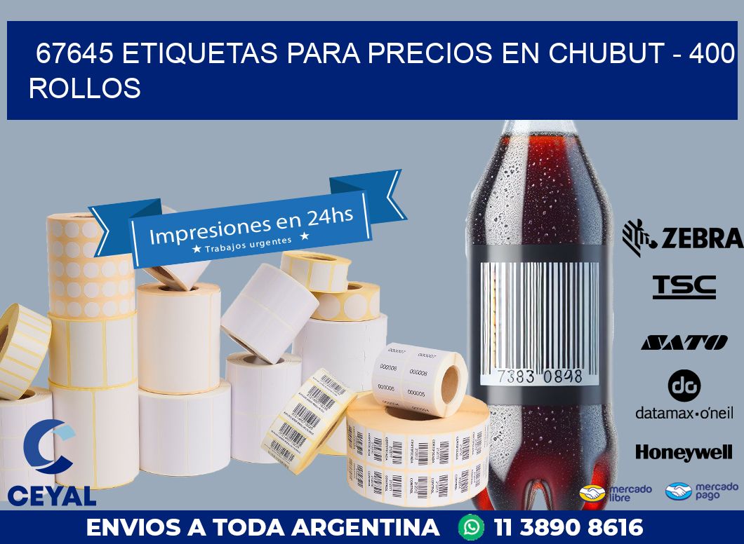 67645 ETIQUETAS PARA PRECIOS EN CHUBUT – 400 ROLLOS