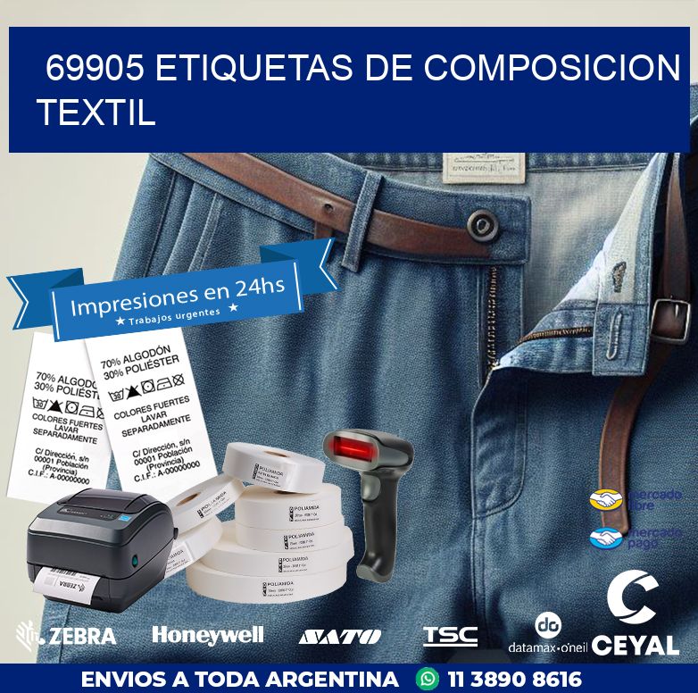 69905 ETIQUETAS DE COMPOSICION TEXTIL