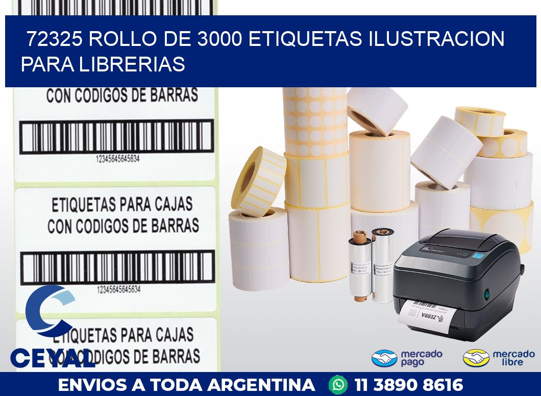 72325 ROLLO DE 3000 ETIQUETAS ILUSTRACION PARA LIBRERIAS