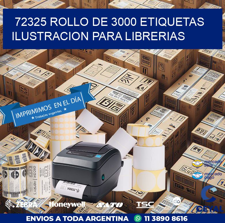 72325 ROLLO DE 3000 ETIQUETAS ILUSTRACION PARA LIBRERIAS