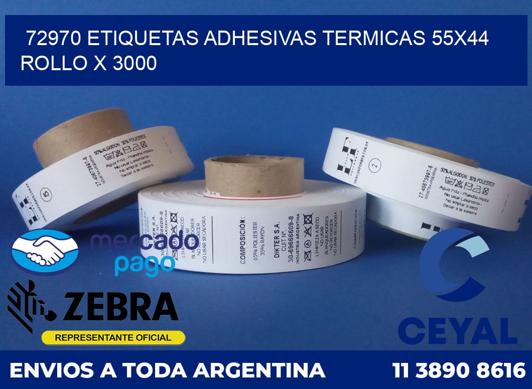 72970 ETIQUETAS ADHESIVAS TERMICAS 55X44 ROLLO X 3000