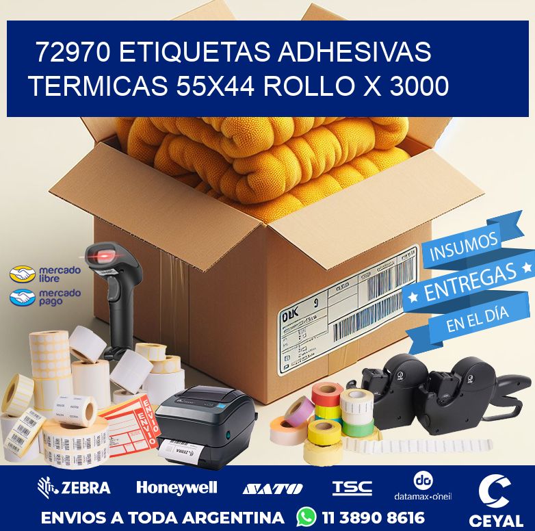 72970 ETIQUETAS ADHESIVAS TERMICAS 55X44 ROLLO X 3000
