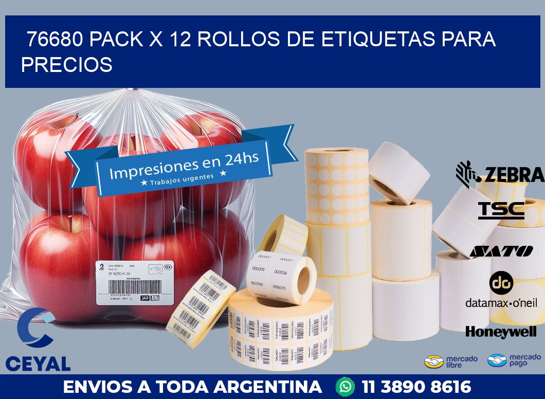 76680 PACK X 12 ROLLOS DE ETIQUETAS PARA PRECIOS
