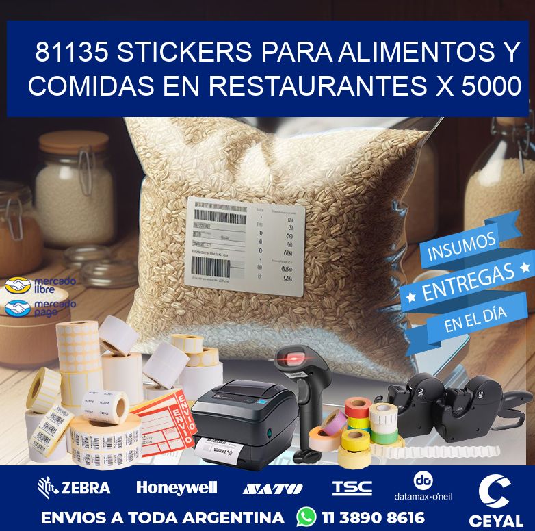 81135 STICKERS PARA ALIMENTOS Y COMIDAS EN RESTAURANTES X 5000