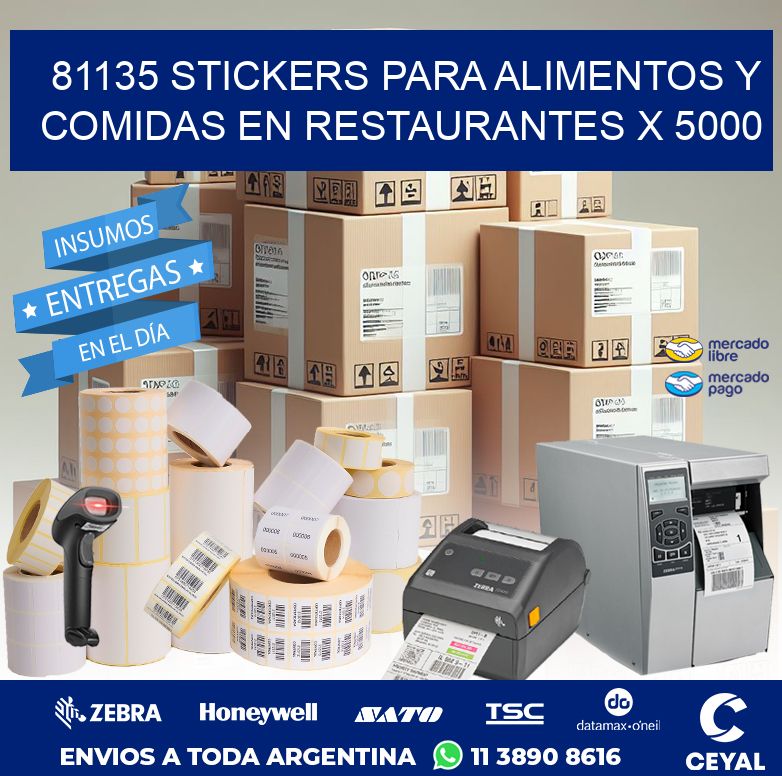 81135 STICKERS PARA ALIMENTOS Y COMIDAS EN RESTAURANTES X 5000