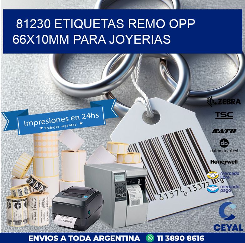 81230 ETIQUETAS REMO OPP 66X10MM PARA JOYERIAS